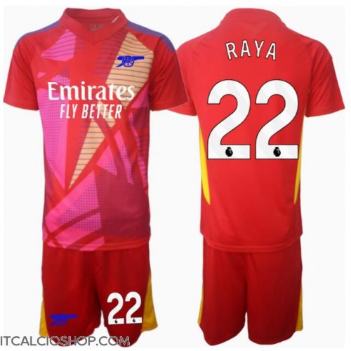 Arsenal David Raya #22 Portiere Seconda Maglia Bambino 2024-25 Manica Corta (+ Pantaloni corti)